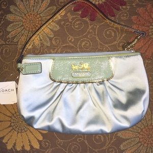 Blue Shiny Satin Leather Vintage Coach handbag!!